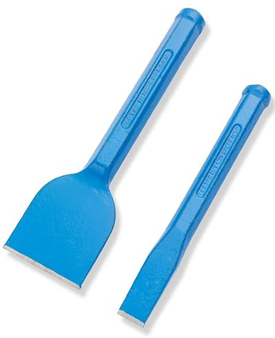 Footprint Set Scalpelli Piatto e a Freddo – Scalpello Muratore, Costruttore e Fai-da-te - Forgiato per Massima Resistenza - Scalpello per Piastrelle, Mattoni, Malta, Gesso, Pietra
