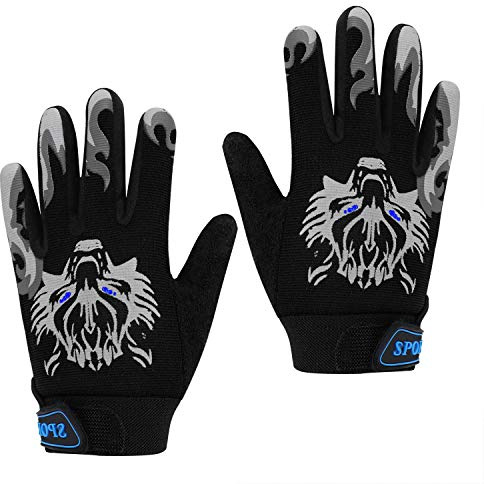 Kid’s Cycling Gloves Non-skid Full Fingers Gloves for Kids 5-10 Years Old Boys Girls Warm Sports Mitten Gloves for Cycling Skiing Running Biking (black)