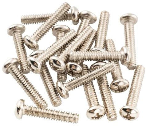 Musiclily Basic UNC#6-32 Zoll Single Coil Pickup Schrauben Nickel 20er Set | Stahl,3,5x18mm, für Strat Style E-Gitarre