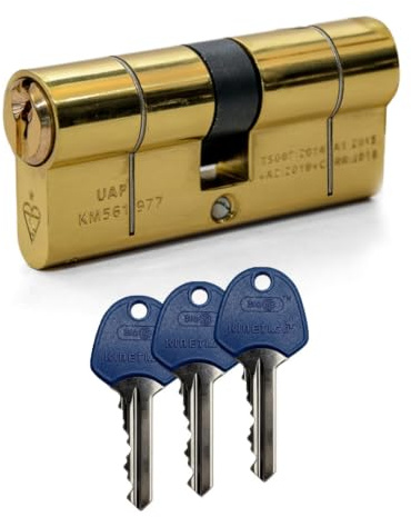 UAP 1 Star Kitemarked Euro Cylinder Lock with Keys, Brass, 35/35 (70mm)