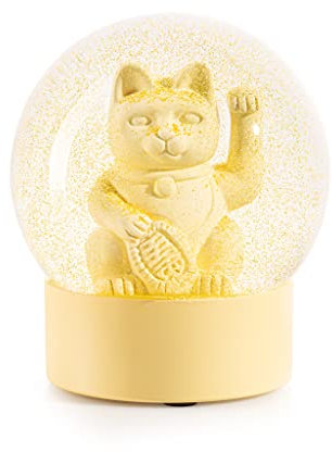 DONKEY Maneki Neko Lucky Globe Winkekatze Gelb - Die Schneekugel mit der original Lucky Cat in gelb, 11,5 cm hoch