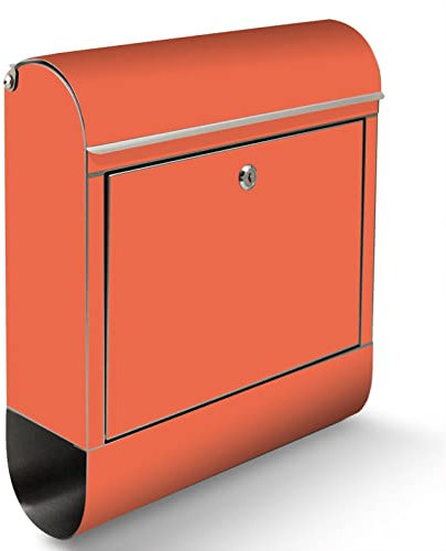 banjado® Briefkasten Edelstahl mit Farbe Orange 39x47x14cm & 2 Schlüssel - rostfreier Edelstahl Briefkasten mit Zeitungsfach - Postkasten A4 Einwurf inkl. Montagematerial
