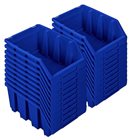 Set med stapelbara lådor – 20 x stapelbara lådor för verktygsvägg 243 x 125 x 175 mm – visningslåda, stapellåda, stapellåda, förvaringslåda, blå