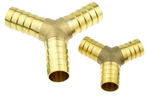 KIRANDY 2PC T-Stück Y 3 4-Wege-Messing-Schlauchtülle Rohrverschraubung, Endstück pneumatische Luft-Wasser-Schlauchkupplung (Farbe : 3 Way Y Shape, Größe : 8mm Barb)