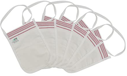 Peeling Handschuh Hamam Kese Set 12 Stk. dick, roter Rand, für die Anwendung am Körper, Knie, Ellenbogen und Füße