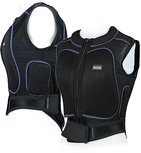 Horses Body Protezione Unisex New Nero S, Gilet Protettivo per Cavalieri ed Amazzoni, Tessuto Tecnico con Inserti, Elasticizzato, Si Adatta alle Forme del Corpo