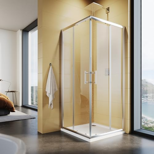 SUNXURY Duschkabine 70x90cm Doppel Schiebetür Eckeinstieg Duschabtrennung Dusche aus 5mm ESG Sicherheitsglas Duschtür Höhe 185cm
