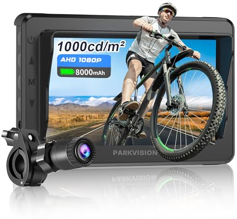 PARKVISION Fahrradspiegel Fahrrad Rückfahrkamera mit Verstellbarer Drehbarer Klammer, Ausgezeichneter Nachtsicht Fahrradlenker Spiegel Kamera Kit (geeignet für Lenker 20-30 mm)