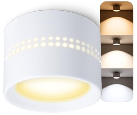SSC-LUXon ALAPI Deckenspot weiß rund inkl. GX53 Leuchtmittel 5W drei einstellbaren Lichtfarben 3CCT - Aufputz Leuchte LED mit indirekter Beleuchtung Decke