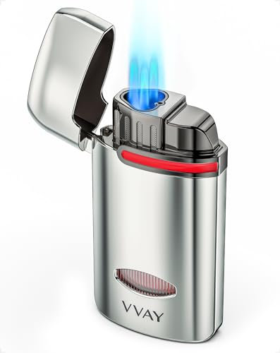 VVAY-Lighter Encendedor de Tormenta de Llama de Jet de Gas Butano Recargable, Encendedor de Triple Llama de Jet (Se Vende sin Gas)