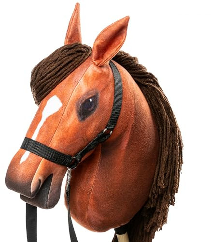 SKIPPI Hobby Horse Amber, Großes Steckenpferd A3, Hobby Horse mit einem Halfter und Zügeln im Set, Hobby Horsing Pferd, Stockpferd