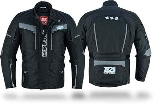 TLA EXPLORA Motorradjacke für 4 Jahreszeiten, mit Protektoren, abnehmbar, wasserdicht und atmungsaktiv, Größe S-6XL, für Herren und Damen, ideal für Enduro, Adventure, Schneemobil, Quad, ATV
