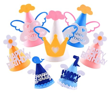 Exquisite Geburtstagskrone Deko,Party Hüte für Kindergeburtstag Party,7 Pieces Partyhuts Party Set,7 Felt Hats Birthday Mehrere Farbkombinationen für Mädchen&Junge,Geeignet für Geburtstag Party