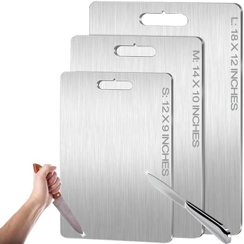 Titanium Cutting Board, Stainless Steel Food Grade Cutting Board, Titanium Cutting Board for Kitchen, 14 * 10 Inch, Meat, Fruit, Vegetable Cutting Boards (14 x 10 inch)