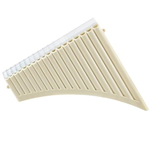 Panflöte 16-Rohr Beige/Gelb mit Blasrohr Anfänger C Panflöte Professionelles Spielen Leicht zu erlernende Panflöte(Beige)
