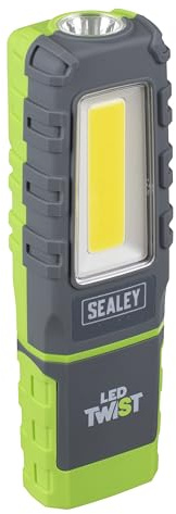 Sealey LED Twist Rechargeable Inspection Light, 5W COB & 1W SMD, 600lm, with 180° Magnetic Stand - LED601G