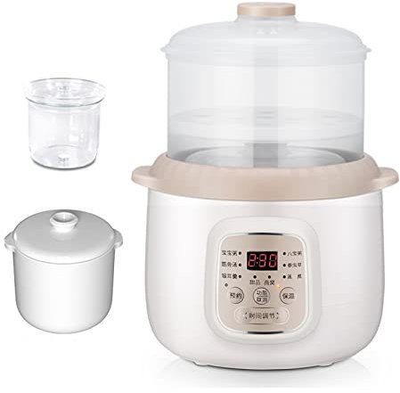 Pentola elettrica stufato, pentola stufato elettrica 1 L, Rivestimento in Ceramica, pentola a Cottura lenta, Multifunzione Uso Domestico con Funzione appuntamento Intelligente 24 Ore su 24 servire