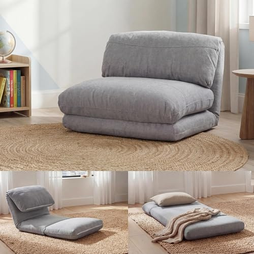 Mendler Schlafsessel HWC-E68 Stoff/Textil - hellgrau | Schlafsofa, Funktionssessel, Klappsessel, Relaxsessel