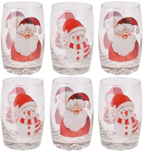 Set of 6 Christmas Santa Snowman Drinking Glasses Kids Tumblers 300ml