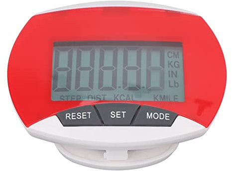 Schrittzähler für ältere Menschen, Schrittzähler Zum Gehen, Schrittzähler für Sport-Gehübungen, Professioneller Tragbarer Distanz-Kalorien-Schrittzähler mit Clip (Rot)
