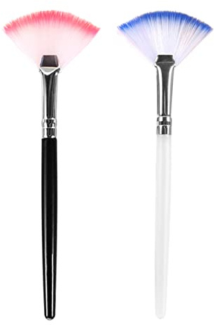 FRCOLOR 2 Piezas cepillo de máscara de ventilador Brillantina Máscaras ceja pinceles maquillaje pinceis maquilhagem aplicador de antifaz para dormir cepillo para el tratamiento de la piel
