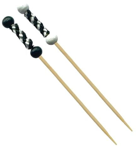 Monouso | 100 Pinchos de Bambú Blanco y Negro, 9cm, Palillos de Bambú, Cócteles, Aperitivos, Brochetas, Fiestas, Caterings, Bodas