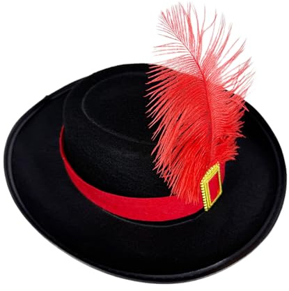 Vuggdt Musketier Cosplay Hut | Filzhut mit Schärpe und | Neuheit Kopfbedeckung Atmungsaktiv Leichte Kopfbedeckung für Bühnenauftritte