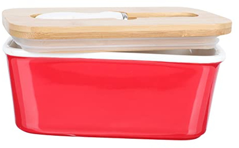 VALICLUD Beurrier Céramique Avec Couvercle Et Couteau Boîte De Rangement Stable Et Résistante Chaleur Pour Beurre Fromage Biscuits Et Fruits Tranchés