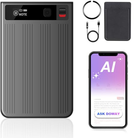 Qoosea KI Diktiergerät mit Schreibfunktion 64GB Mini Digitaler Voice Recorder Aufnahmegerät ChatGPT-4.0 Transkription & Mind Map, App-Steuerung für Vorlesungen, Meetings, Anrufe, Duale Aufnahmemodi