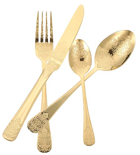 PartyKindom Set Couverts à Steak Métal Avec Poignées Fourchette à Steak Pour Restaurant Ustensiles De Table Acier Inoxydable