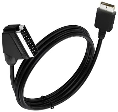 LLINthy Cable euroconector AV resistente de 180 cm para consolas PS1 2 3 RGBs, salida de sonido de vídeo, televisores, configuraciones de juegos, accesorios RGBs, cable euroconector