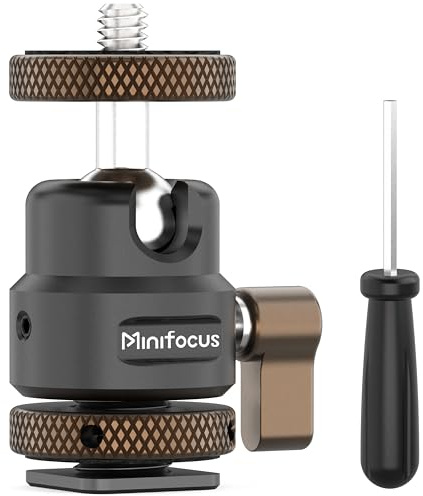 MINIFOCUS Mini-Kugelkopf, Metall-Stativkopf mit 1/4-Blitzschuhadapter, 360°-Schwenk-Kugelköpfe für Kamera, Camcorder, Handyhalterung, maximale Belastung 5 kg