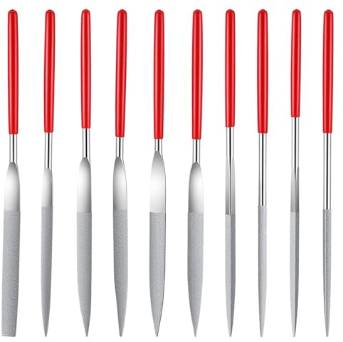 DOPENSPI Lot de 10 mini limes aiguilles diamantées 0,5 x 1,8 cm - Petites limes diamantées - Pour clés - En métal souple - Bois - Pierre et plastique