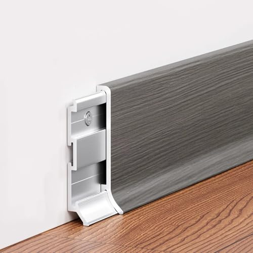 Lot de 2 plinthes en aluminium de 125 cm avec bords élégants pour sols stratifiés, revêtement durable, accessoires pour décoration et rénovation de la maison