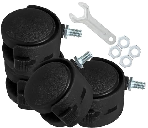 Healvian 4 ruedas giratorias de goma de plástico de 2 pulgadas con freno, vástago roscado de 10 mm de repuesto para cuna, silla de oficina y ruedas de carrito pequeño