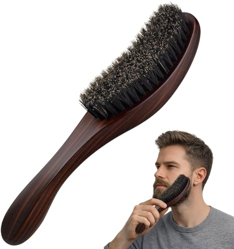 Mens Hair Brush, 20cm Beard Brush for Men, Durable Construction Bristle Brush Hair Suitable for Daily Styling and Maintenance