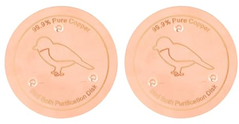 Tomotato Discos de Baño para Aves de Cobre Puro, 2 Piezas Soporte 3 Puntos Purificador de Agua Plato Exterior Todas Las Estaciones, Disco Limpieza Fuentes Calentadores