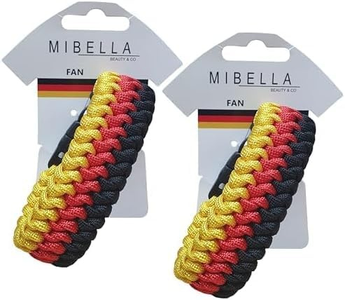 Mibella Beauty & Co, 2er Set Deutschland Fan Armbänder mit Verschluß, Schwarz Rot Gold, WM EM Fußball Fan Artikel, 2er Set - 24844