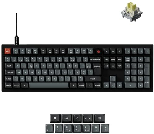 Keychron V6 8K Clavier Mécanique Filaire avec Knob, ISO-FR Layout, 8000 Hz Polling Rate, Programmable QMK, Touches OSA PBT, Interrupteur Banane, Rétroéclairage RGB, Compatible Mac, Windows et Linux