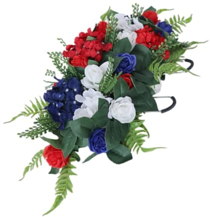 Künstliches Blumenarrangement für Grabsteine aus Silk Cloth und Eisen | Plastikblumen für Draußen, Weather Resistant und Fade Resistant Outdoors, für Friedhof und Gedenkorte