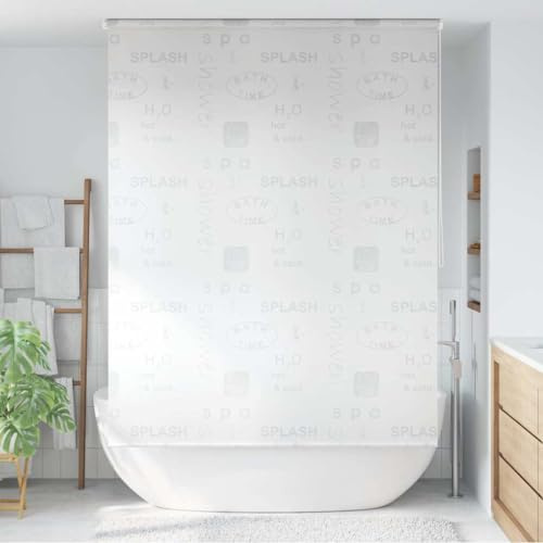 sephironlbb Duschrollo 140x240 cm Splash-Design aus 100% EVA mit Aluminiumteilen, wasserdicht und schnell trocknend, mit montierbarer Zugschnur, Spritzschutz für Badezimmer und Dusche