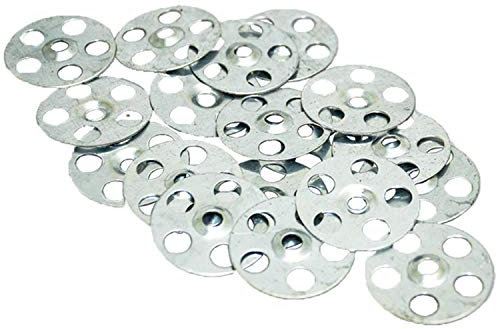 Metal Washers Insulation Fixings Discs Washer 100 Pieces - Tool Bag - Plasterboard Fixings for Tile Backer Boards and XPS Foam Insulation Boards Wall Floor Ceiling Blocks Rolls loft Insulation