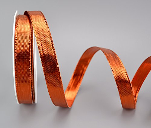 finemark 20 m x 15 mm Dekoband Glossy Kupfer Glanzband metallic Schleifenband mit Draht glänzend Geschenkband Weihnachten Drahtkantenband
