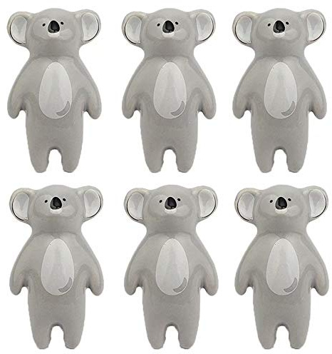 FBSHOP(TM) Keramik Knöpfe, 6 Stück Keramik Tier Knöpfe Cartoon Tier Möbelknöpfe Möbelknäufe Türgriff-Sets Keramik Möbelknopf Möbelgriff Schrankgriffe,Koala