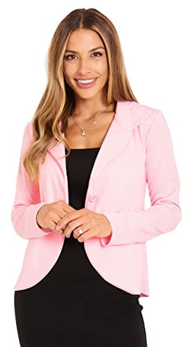 KRISP Elegante Giacca da Abito Blazer Classico da Donna per Ufficio Casual Camicetta, Rosa, 52, 3558-PNK-20