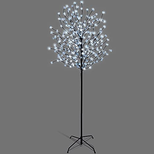 NETTA 5FT LED Cherry Blossom Tree, Pre-Lit 250 Lights, Auto-Off Timer and 8 Lighting Modes, 3M Power Cable, Suitable for Indoor and Outdoor Use - Cool White