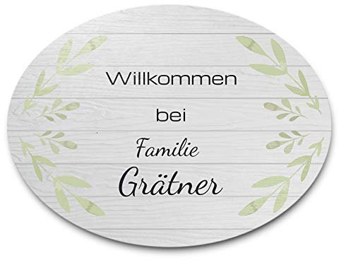 Personalisierte Türschilder/Namensschilder aus fein gemasertem Holz mit Namen, Straße o. Hausnummer | Zur Befestigung am Briefkasten Haustür Hauswand