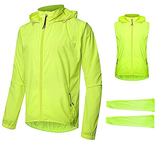 Ypnrd Herren Multifunktionelle Fahrradjacke Windjacke Herren Fahrrad Laufjacke für Radfahren, Laufen, Wandern, Bergsteigen,Grün,XXL
