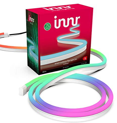 Innr Outdoor LED Strip Light 2m, Zigbee, Works with Hue* and Alexa (Bridge Required), Lightstrip White & Colour, Smart Outdoor Lights, IP67 Waterproof, Garden Lighting, Dimmable