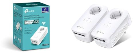 TP-Link WLAN Powerline Adapter TL-WPA8631P, weiß & Powerline Adapter Set TL-PA8030P KIT(1300Mbit/s Homeplug AV2, 2*2-MIMO, Steckdose, 6 Gigabit Ports, Plug&Play, kompatibel mit Powerline Adaptern)weiß